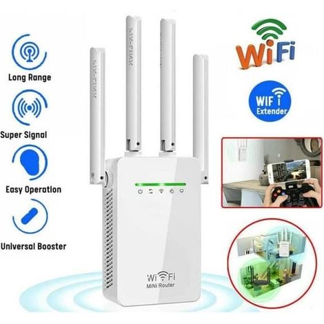 Répéteur WiFi, amplificateur WiFi pour votre maison. Puissant amplificateur WiFi 2,4 GHz, compatible avec tous les routeurs. (1/4)