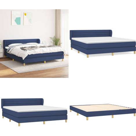 Boxspringbett mit Matratze Blau 160x200 cm Stoff - Boxspringbett - Doppelbett - Schlafsystem - Bettenrahmen - Lattenrost - Home & Living (1/5)