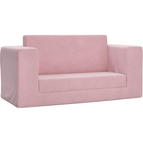 Canapé-lit pour enfants 2 places rose peluche douce