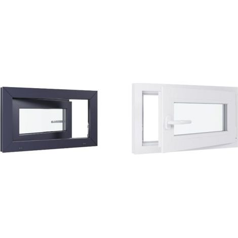 Finestra in PVC - Triplo vetro - Bicolore - Bianco e grigio - 700 mmx400 mm cm