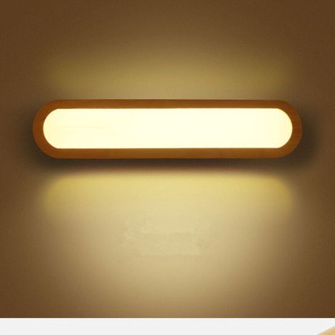 Nordische LED-Wandleuchte aus Massivholz – Länge 43 cm – Breite 9 cm – Dekorative Lampe für Schlafzimmer und Flur – Crezuo