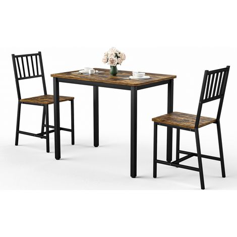 CHICFURN conjunto de comedor con mesa y 2 sillas 90x60x75,5 cm marrón y negro (1/5)