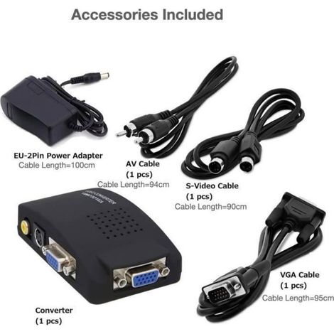 Convertisseur vido vers VGA New TV AV S Video RCA composite vers VGA PC Monitor Converter Box YYV (1/4)