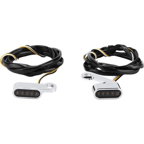 2PCS Phare LED de Virage pour Moto, Résistant à la Corrosion en Alliage d'Aluminium, Accessoire Moto Coque Argentée Miroir Noir (1/5)