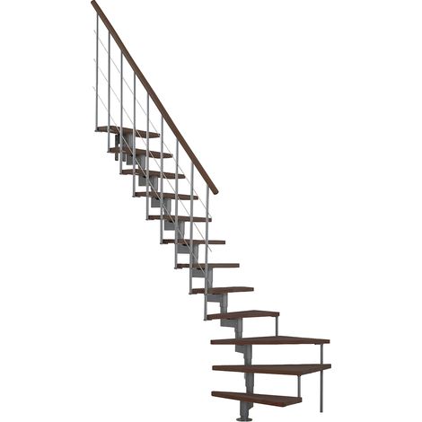 Minka Mittelholmtreppe Style Turn 35 - 304cm Geschosshöhe Walnuss Grau