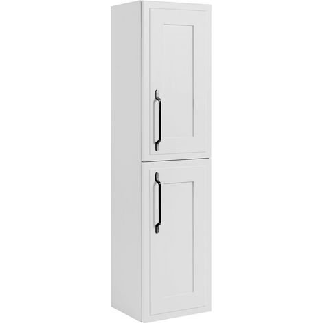 Colonna bagno 35 cm, 2 ante, Bianco, maniglie nere, 35 x 27 x 136 cm (1/5)
