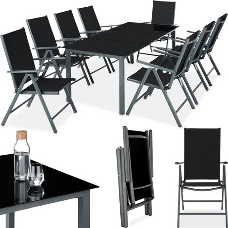 Lot de 9 chaises pliantes aluminium, gris anthracite, 189x90x73cm
