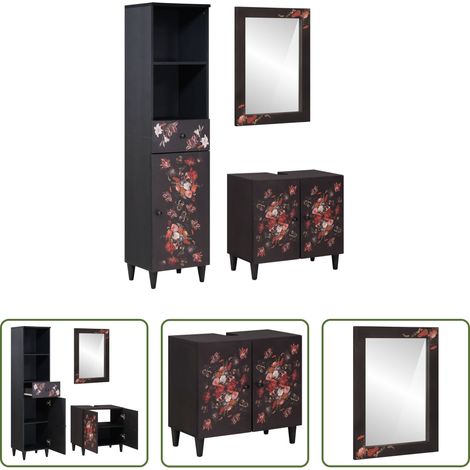 vidaXL Massivholz Schrank - Badezimmerschrank-Set mit Schubladen 3 pcs Massivholz Mango (1/5)