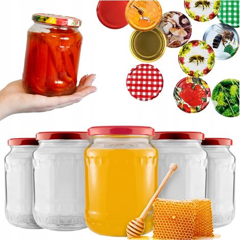 48 bocaux en verre de 720 ml pour concombres, champignons, confitures, miel, conserves (1/5)
