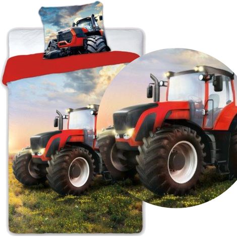 Juego de ropa de cama 160x200+70x80 algodón turbo 4x4 004 tractor rojo (1/2)