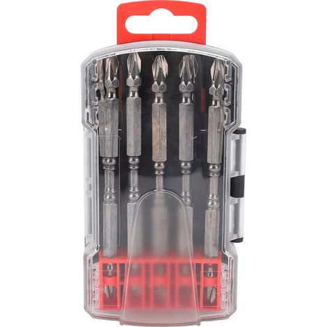 10 embouts tournevis PH2 magnétiques croix double tête – Perceuse électrique 110mm queue 1/4in hex, mécanique (1/5)