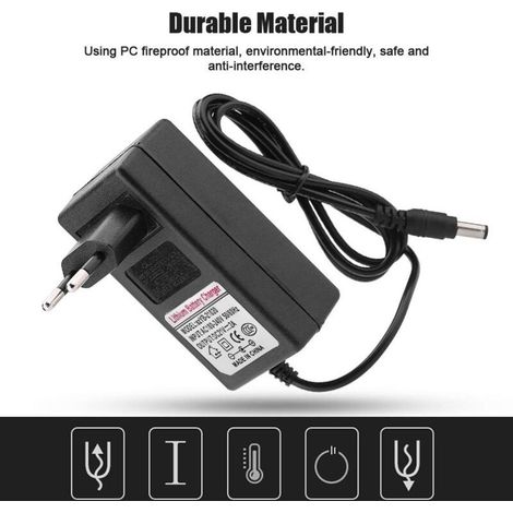 Adaptateur d'alimentation pour Chargeur de Batterie au Lithium-ION. AC 100-240V DC 21V 2A Adaptateur d'alimentation de Charge sûre Chargeur de Batterie au Lithium-ION(UE) (1/4)