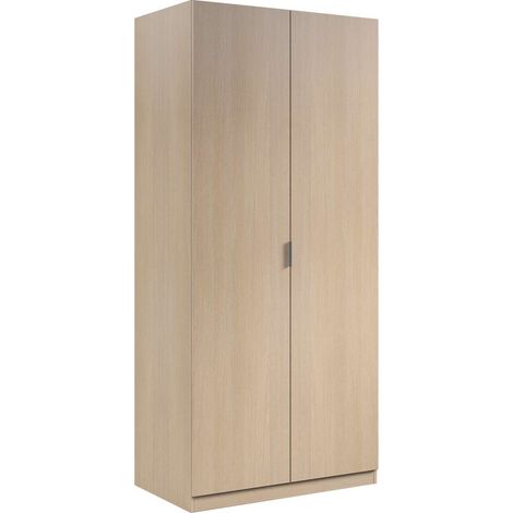 Armario ropero Aroa puertas abatibles acabado roble. 180 cm (alto). 81,5 cm (ancho). 52 cm (fondo).