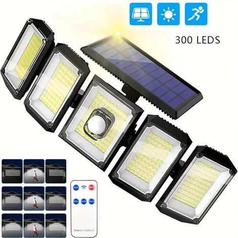 (1 unité) Projecteur à cinq têtes avec télécommande, 3 modes, étanche, convient aux jardins et aux cours. (1/5)