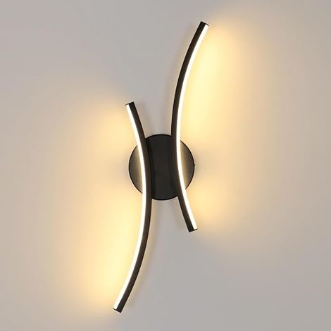 Applique Murale Intérieure LED, 20W 2250LM Noir Lampe Murale LED Chambre 44.5CM Luminaire Mural Moderne en Aluminium Salon Cuisine Couloir Escalier, Blanc Chaud 3000K (1/5)