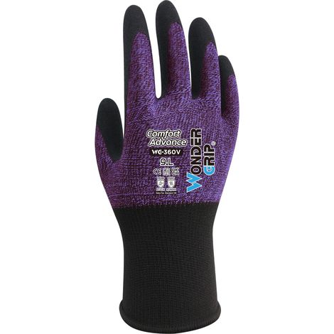 WONDERGRIP - COMFORT ADVANCE - GANTS DE SÉCURITÉ WG-360V - DOUBLURE ULTRA FINE ET ADHÉRENCE ÉLEVÉE - TECHNOLOGIE TPDT - COMPATIB