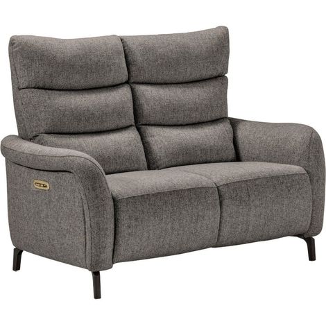Canapé 2P relax électrique tissu gris - VARENNE (1/5)