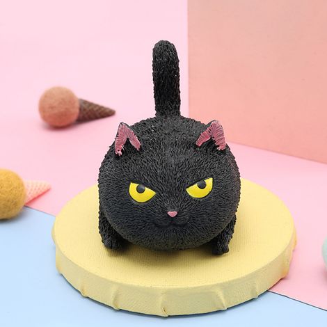 Die niedlichen, katzenförmigen Anti-Stressbälle von Squeezy Toys, ein Entspannungsspielzeug für Kinder und Erwachsene, schwarz. (1/5)