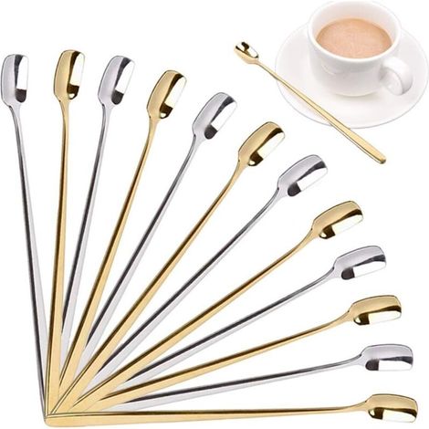 Cocktail remuer Cuillères Cuillères à Café / Cuillère à Long Manche Acier Inoxydable / Café Crème Glacée Cocktail Yogourt Cuillères Mélangeuses en Acier Inoxydable (12 Pièces)-Fei Yu (1/5)