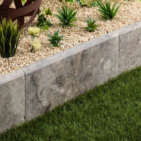 Bordure de jardin Travertin Gris Silver 61x33x5 cm (à l'unité) - RO'MA NATURE