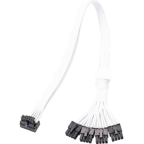 Câble d'alimentation PCIe 5.0 neuf, interface 8 broches x4 vers GPU PCIe 5.0 12 V HPWR 16 broches (12+4) - 70 cm - Coude blanc PLA