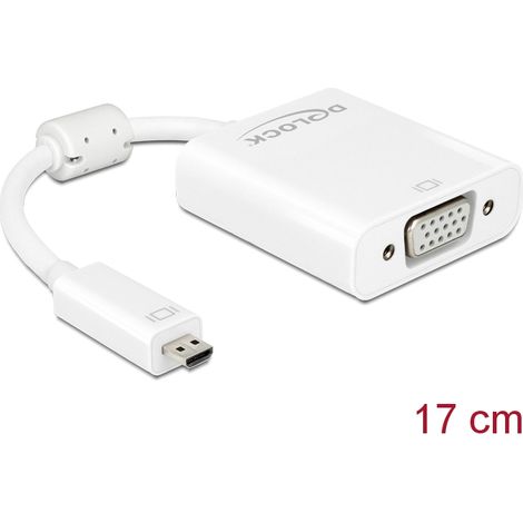 Delock adapter hdmi micro-d male  vga female with audio white