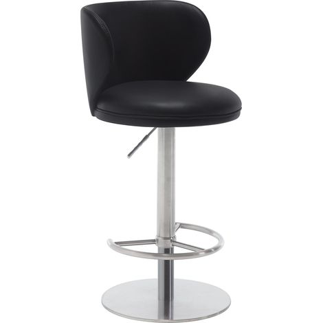 Tabourets de bar en acier inoxydable noir titane, chaises de bar modernes en cuir de qualité avec dossier, pivotantes et réglables en hauteur pour comptoir de cuisine et salle à manger (1/5)