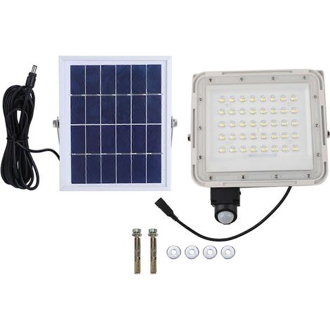 Projecteur solaire LED étanche 100W, lampe murale extérieure avec détecteur de mouvement, éclairage jardin, cour, terrasse, allée, sans fil (1/5)