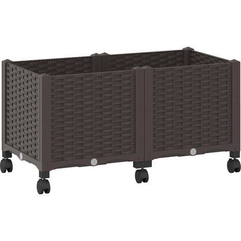 Macetero de Jardín con Ruedas Marrón 80 x 40 x 44 cm PP vidaXL
