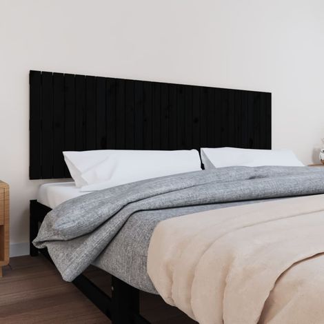 Wand-Kopfteil Schwarz 185x3x60 cm Massivholz Kiefer vidaXL (1/5)