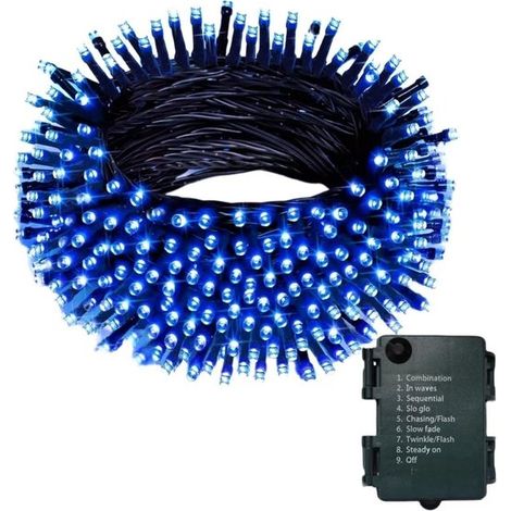 Batteriebetriebene Beleuchtung 50 LEDs 5 m LED-Lichterkette für den Innen und Außenbereich mit Timer 8 Einstellungen Ideal für Weihnachten und Blau (1/5)