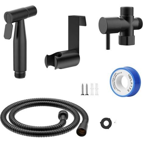 Douche de toilette, pommeau pour nettoyage de salle de bain, spray d'hygiène intime quotidienne, kit (noir) (1/2)