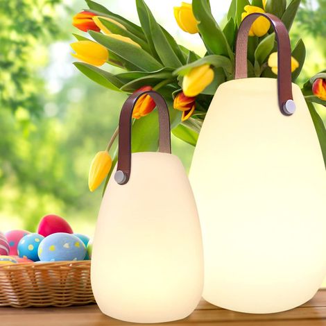 Lampe de table LED extérieur 2 pièces avec Télécommande Blanc chaud 8 couleurs Intensité variable Lampe de Table sans fil étanche IP44 Décoration idéale pour votre maison et jardin (Cuir) (1/5)