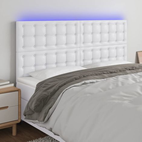 Cabecero con luces LED cuero sintético blanco 160x5x118/128 cm vidaXL