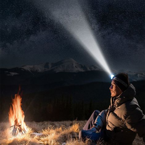 Lampe frontale LED puissante, longue portée, portable, rechargeable par USB inductif, idéale pour la course et la pêche nocturnes en extérieur. (1/5)