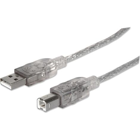Cable USB 2.0 A-B macho/macho de Manhattan, 5 m, plateado (1/3)