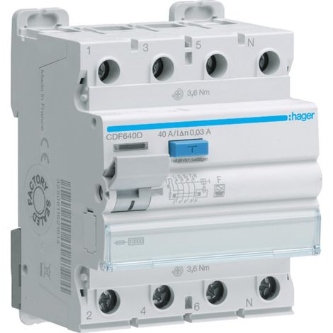 Hager Differenzschalter 4 Pole Weiß 40A 30mA (1/5)