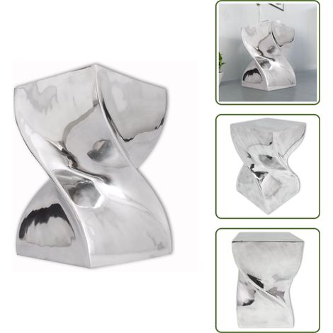 Table auxiliaire / Tabouret Forme torsadée Aluminium Argenté - Tabouret Design - Table Basse Moderne - Meuble Salle À Manger - Décoration Intérieur - Mobilier Tendance (1/5)