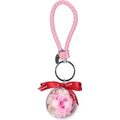 Preserved Flower Keychain Creativity Hanging Round Ball Pedant Gift Craft OrnamentsPink (1/5)