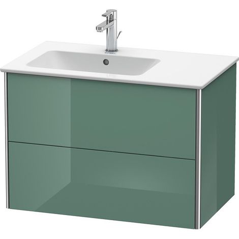 Mobile Vanity Duravit XSquare a parete 81,0 x 47,8 cm, 2 cassetti, per lavabo ME di Starck 234583, ciotola a sinistra, Colore (anteriore/corpo): Laccato lucido giada - XS417600303