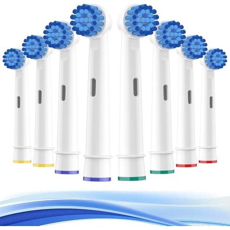 Brossettes de rechange pour brosse à dents Oral-B Braun Sensitive, poils souples pour gencives sensibles, lot de 8 (1/4)