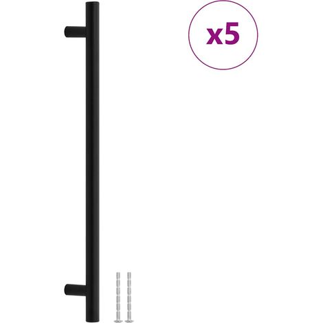vidaXL Tiradores para armarios 5 uds acero inoxidable negro 224 mm (1/2)