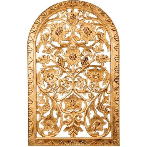 Panel de madera artesanal dorado 76x04x120