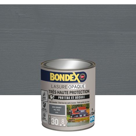 Bondex – Lasure extérieure opaque 1 L – Très haute protection 8 ans – Pour bois dur et teck – Résistance aux intempéries et UV – RAL 7040