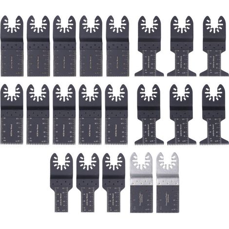 Jeffergarden Ensemble de 21 lames de scie oscillante pour le travail du bois avec jeu de lames multi-outils à manche droit poli à dégagement rapide