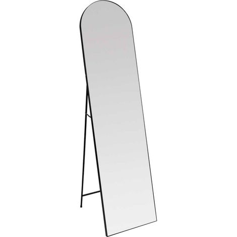 Miroir sur pied en aluminium noir design moderne pour chambre - noir aluminium et verre transparent (1/3)