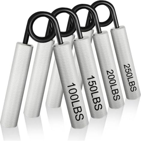 Renforceur de force de préhension en métal, lot de 6 (100, 150, 200, 250, 300, 350 livres), appareil d'entraînement pour la force de préhension et des avant-bras. (1/5)
