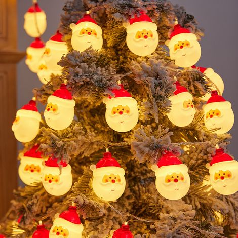 LED-Weihnachtsbaum-Lichterkette – Weihnachtsmann – Verzinkte Lichterkette – 6 m, 40 LEDs – Batteriebetrieben – Mit Blinkfunktion