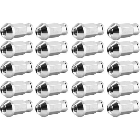 Boulons de roue de voiture, écrous de moyeu de roue de course en aluminium M12X1,5 (argent) (1/5)