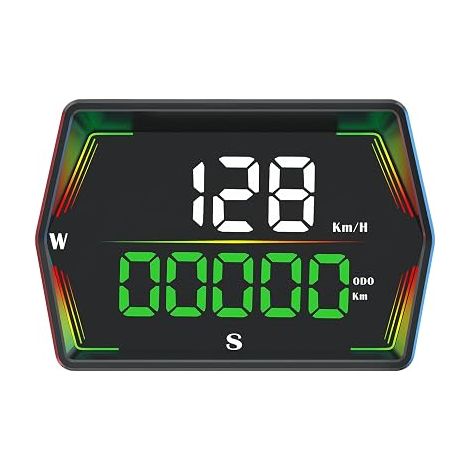 Affichage tête haute (HUD) GPS spécialement conçu pour voitures et motos - Compteur de vitesse numérique avec avertissement de limitation de vitesse Capteur de luminosité et port USB Type-C G21 (1/5)